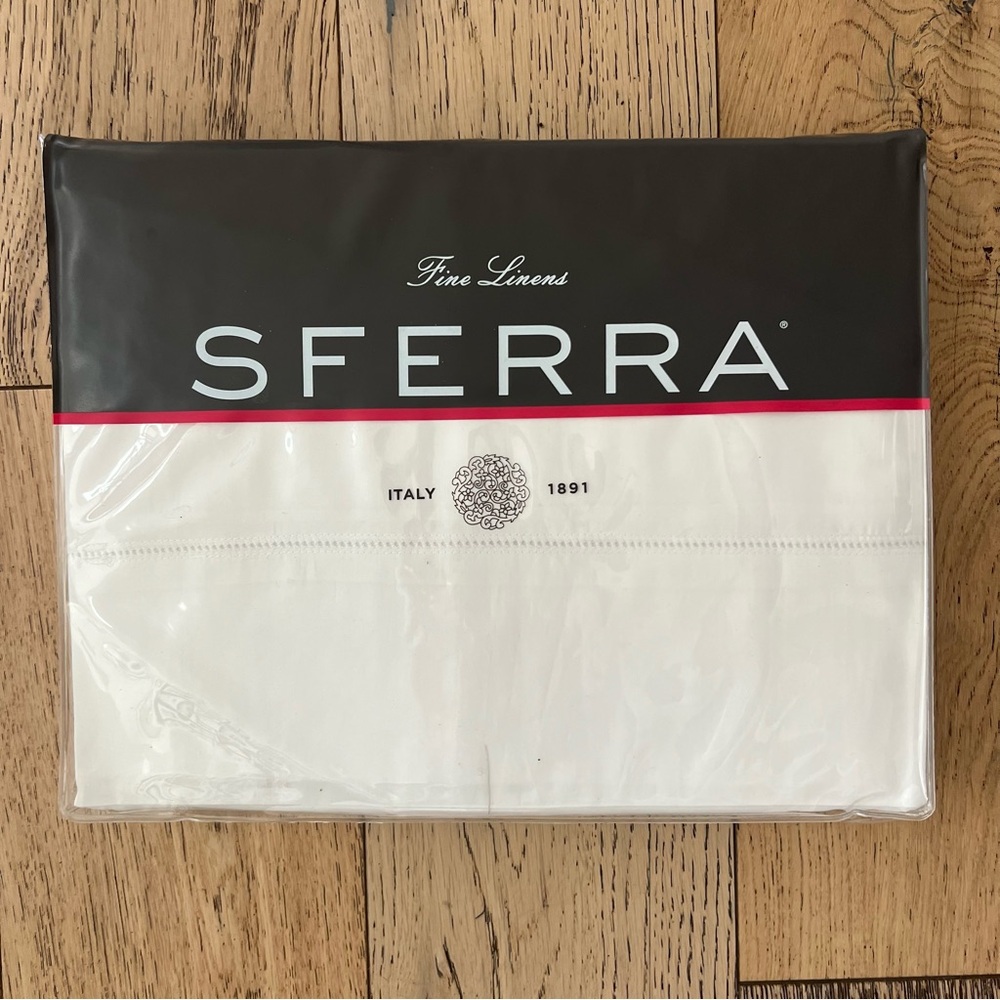 NEW Sferra Fiona 3200 Twin Duvet Cover $340 White Sateen 100% Egyptian Cotton